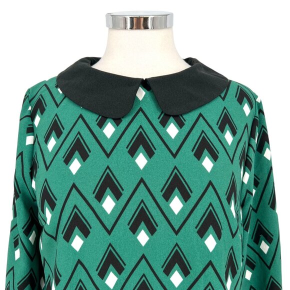 ModCloth You Make Loving Fun Shift Dress Peter Pan Collar Green Size Medium - Picture 3 of 14